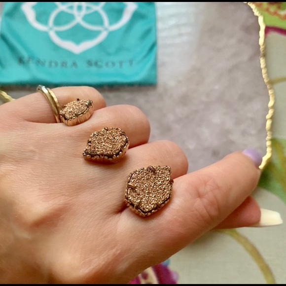 COPY  - KENDRA SCOTT NAOMI Rose Gold Drusy Double Ring M/L - Picture 3 of 7